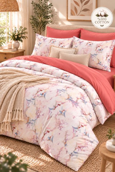 MyStory Home 100% Cotton Double Duvet Cover Set Lanure Pomegranate Flower