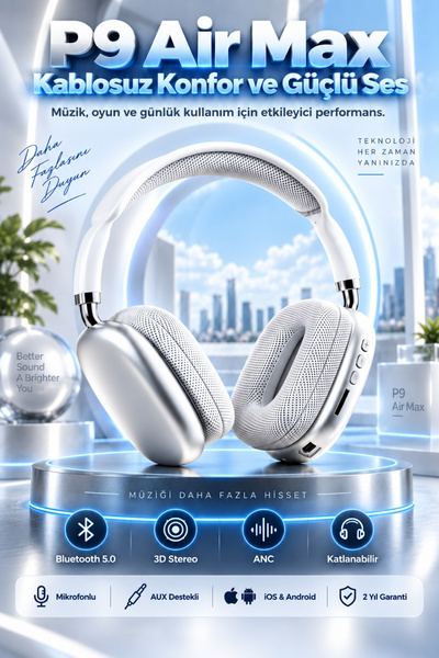 Noriyen P9 Air Max Gaming Premium Mikrofonlu Kablosuz Ios Android Uyumlu 5.0 ...