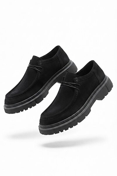 Zerenyus Castle premium thick sole casual men's lace-up classic shoe black suede