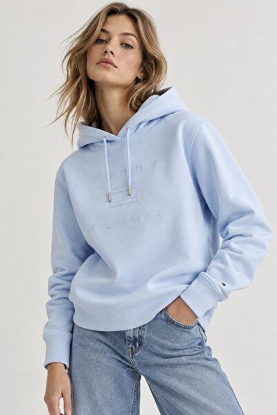 Tommy Hilfiger Metallic Logo Hooded Relaxed Cut Sweatshirt