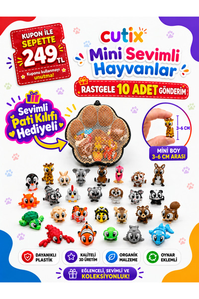 Cutix Organik Çeşitli Mini Figür Eğitici Oyuncak Hayvanlar Çiftlik Hayvanları...