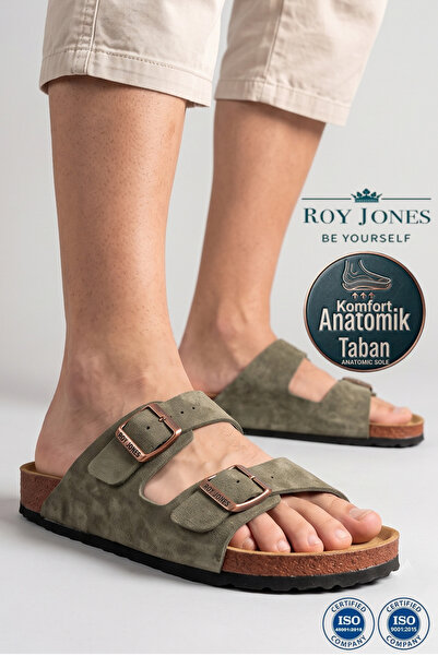 Roy Jones Unisex Orthopedic Sole Comfort Model Slippers with Double Strap Buc...