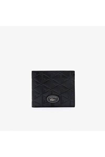 Lacoste Erkek Monogram Deri Siyah Cüzdan