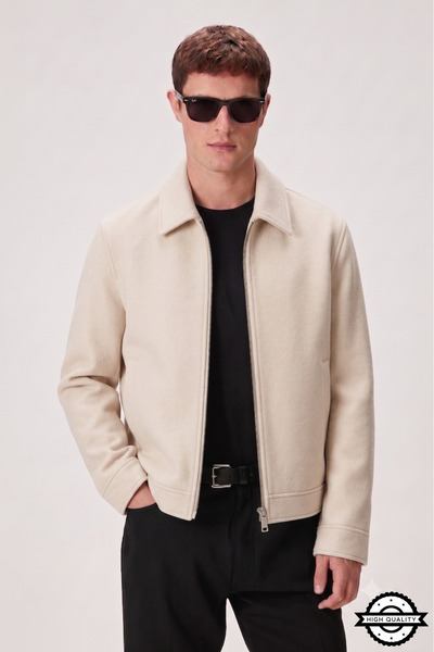 KOCCİ BUTİK Zra Trendy Casual Fit Men's Short Cashmere Coat Jacket