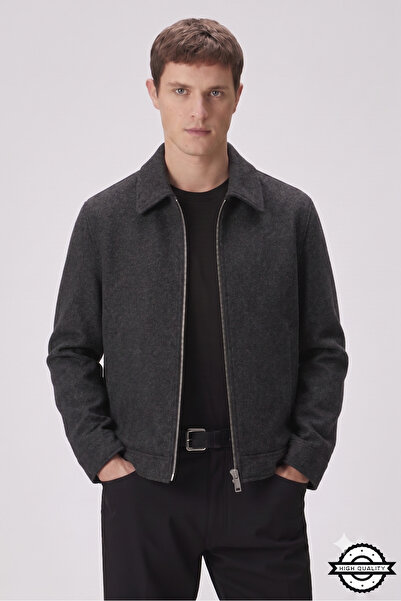 KOCCİ BUTİK Zra Trendy Casual Fit Men's Short Cashmere Coat Jacket