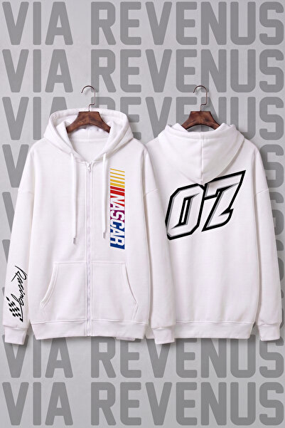 Vordevia Nascar 07 Printed Unisex Zippered Hooded Sweatshirt Cardigan