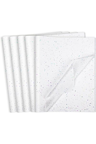 ALMEKAQUZ 135 PCS Glitter Tissue Paper, Shimmering White Craft Wrapping Sheet...