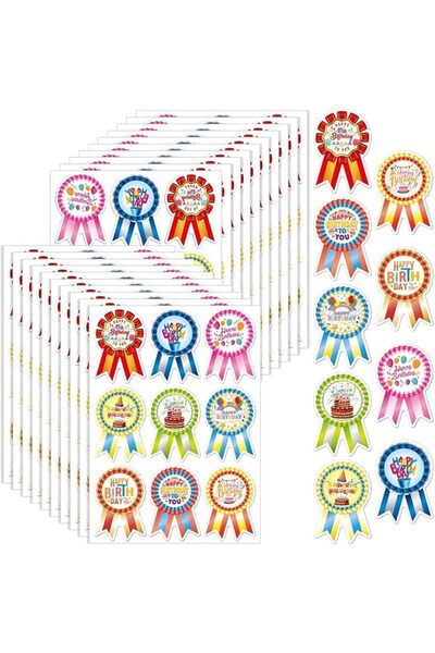 TERRIFI Happy Birthday Stickers Large Adhesive Labels, 180 Pcs in 20 Sheets, ...