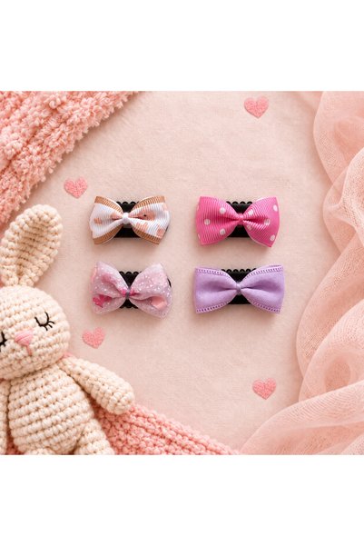 vikivin bebe مجموعة من 4 مشابك شعر صغيرة للأطفال على شكل فيونكة