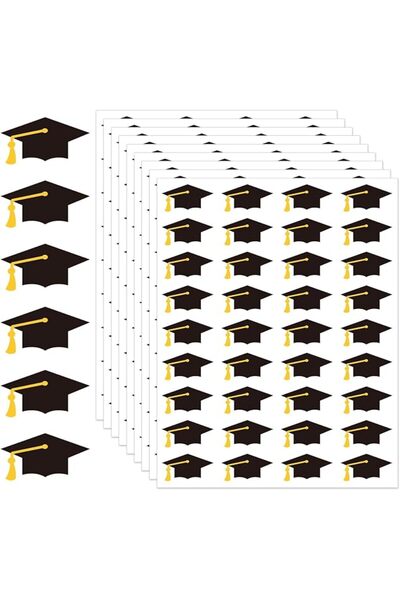 TERRIFI 10 Sheets Graduation Cap Stickers, 360PCS Black Gold Class of 2026 Gr...