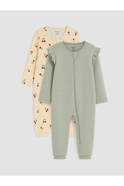 LC Waikiki 2-Pack Cherry Printed Baby Girl Jumpsuit (W6)