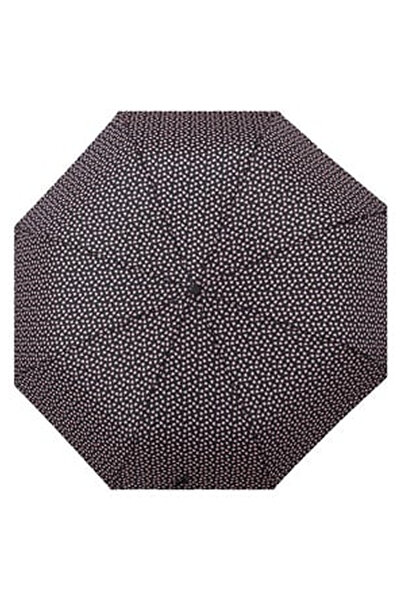 OEM Black Manual Folding Rain Umbrella with Pink Foil Hearts 23cm
