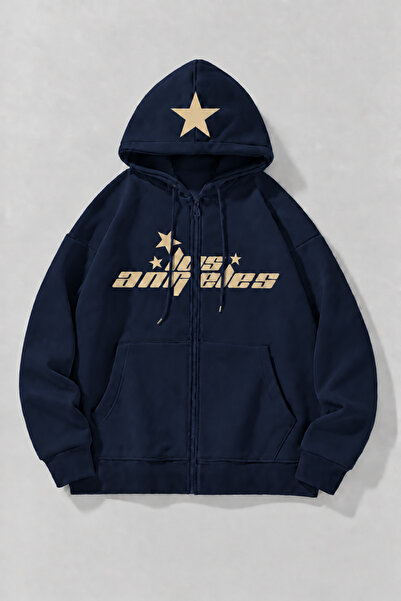 EVIus Unisex Los Angeles Star Printed Three-Yarn Combed Cotton Fabric Hooded ...