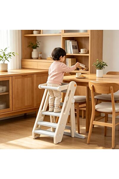 CENXI Children's Step Stool Ladder Design Foldable Adjustable Safety Bar with...