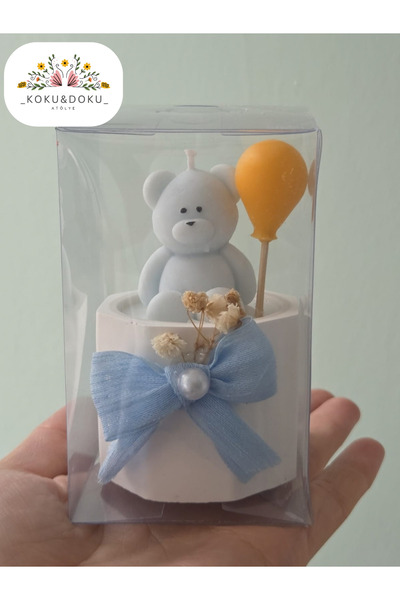 kokuvedoku Bebek Hediyeliği Doğum,Baby Shower,Mevlüt,Ayıcık Mum El Yapımı Doğ...