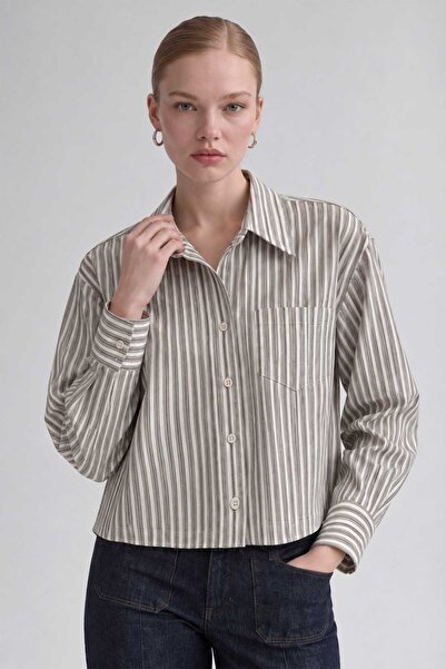 Levidor Striped classic collar shirt - light khaki