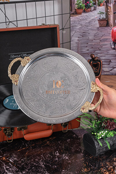 DMT COPPER HOME 6 قطع صينية قهوة من الفولاذ المطلي بالكروم مقاس 25 سم - صينية...