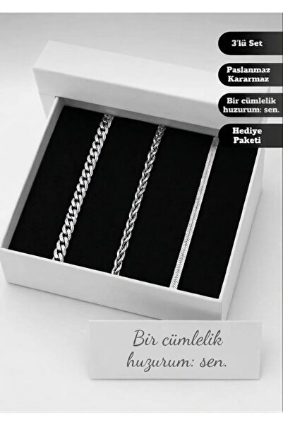 Miyoste Unisex Steel Bracelet Set of 3 - Premium Chain Bracelet Combination S...