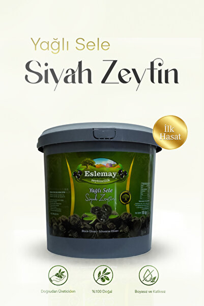 Eslemay zeytincilik Doğal Yağlı Sele Siyah Zeytin (L) 10 KG