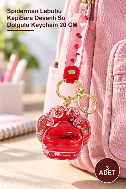 Yenilig 3 Pieces of Water-Filled Silicone Keychain – Spiderman Labubu Capybar...