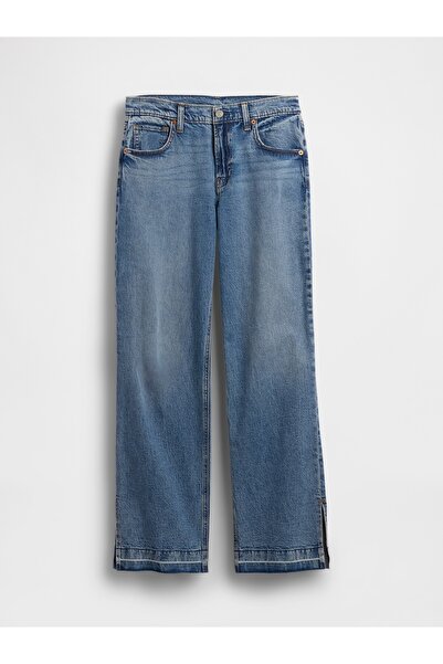 GAP Kadın Mavi Low Rise '90s Split-Hem Jean Pantolon