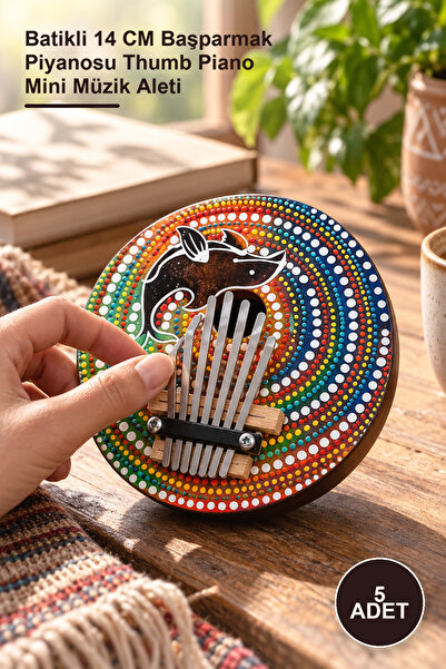 Yenilig 5 Adet Kalimba – Batikli 14 CM Başparmak Piyanosu Thumb Piano Mini Müzik Aleti