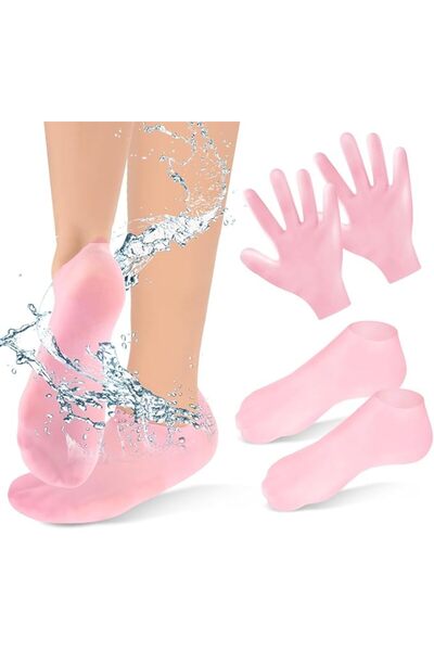 Yelajoy 2 Pairs Moisturizing Glove Socks Set, Silicone Gel Spa Socks for Dry ...