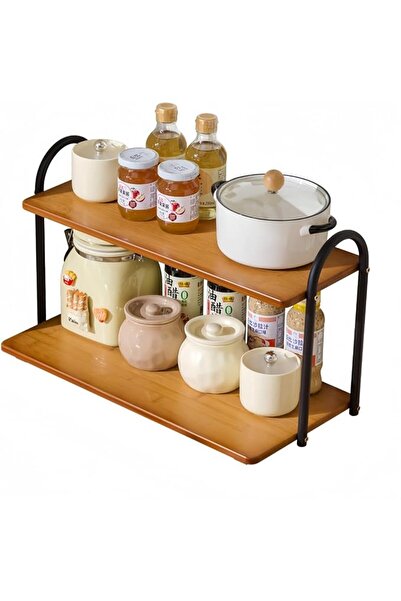 TERRIFI Coffee Station Organizer, 2-Tier Bamboo Kitchen Counter Storage Shelf...