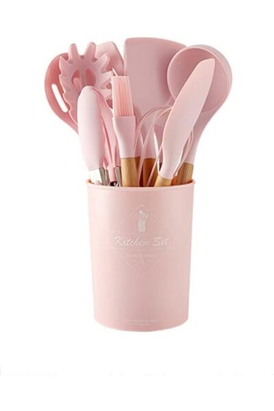 Generic 11-Piece Barreled Cooking Utensils Set With Wooden Handle