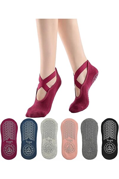 GENERAL Pilates Socks with Grips for Women, Yoga Socks, Crew Non Slip Women f...
