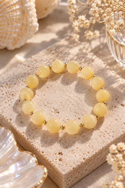 Sylvera Shop Round Beaded Ecru Bracelet