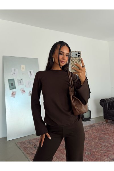 myd Suit with Slit on the Back - Brown