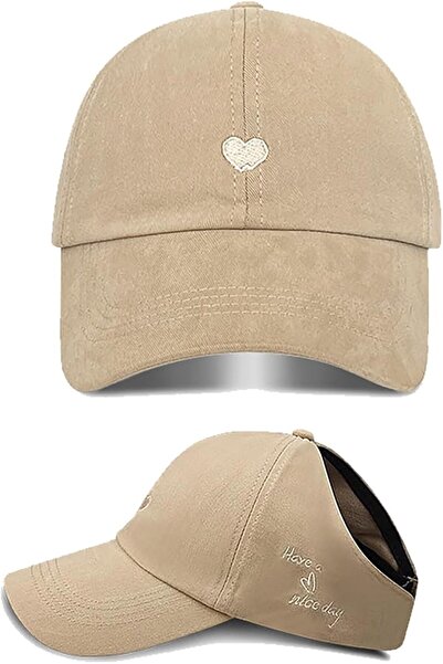 SYOSI Women's High Ponytail Sun Hat, Heart Embroidery Hat, Adjustable Vintage...