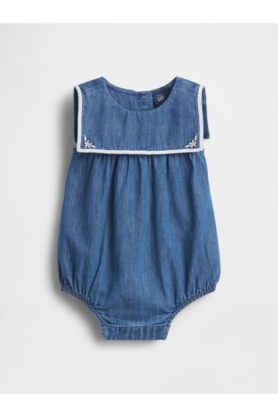 GAP Bebek Mavi Baby Denim Sailor Bubble Bodysuit