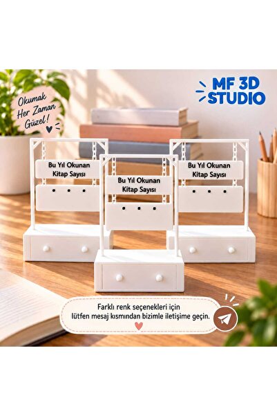 MF3D STUDIO Kitap Okuma Sayacı – Dekoratif Okuma Takip Aparatı | Kitaplık - K...
