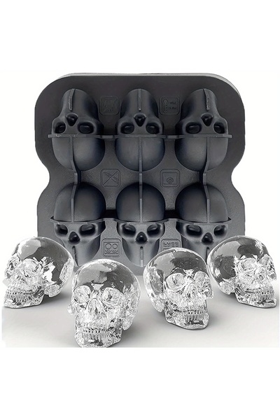 Choice 6 grid 1pc 4-6 cells Skull Ice Ball Mold-3D BPA Free Silicone Tray for...