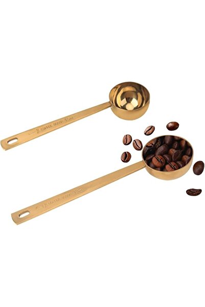 ALMEKAQUZ 2 PCS Coffee Scoop Gold Stainless Steel Measuring Spoons