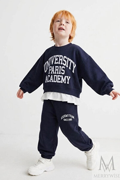 2-10 Yaş University Paris Academy Baskılı Erkek Çocuk Eşofman Takımı