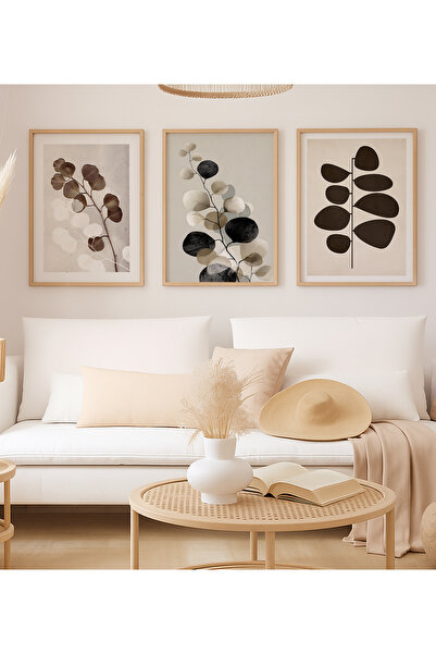 VOBA STORE SET DE PICTURĂ DECORATIVĂ CU TEMATICĂ FLORALĂ, CU CADRU, 3 PIESE