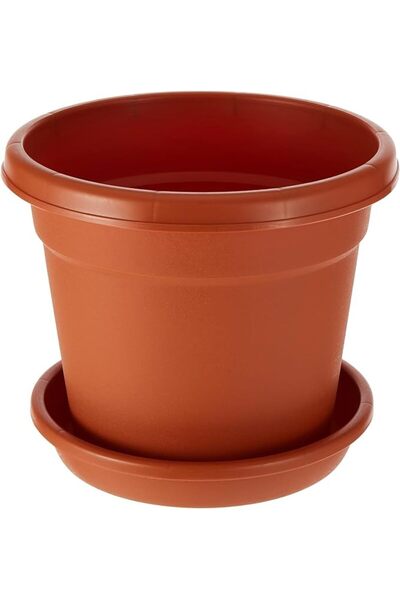 Cosmoplast Plastic Round Flowerpot 8” with Tray