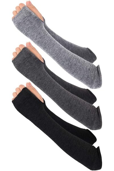 KASTWAVE 3 Pairs Women’s Long Fingerless Gloves, Knit Stretchy Arm Warmers wi...