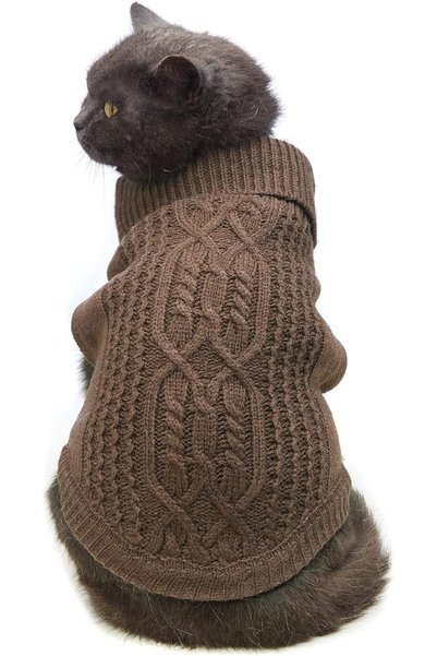 ELECDON Cats Knitted Sweaters, Cat Sweater Turtleneck Knitted Sleeveless Cat ...