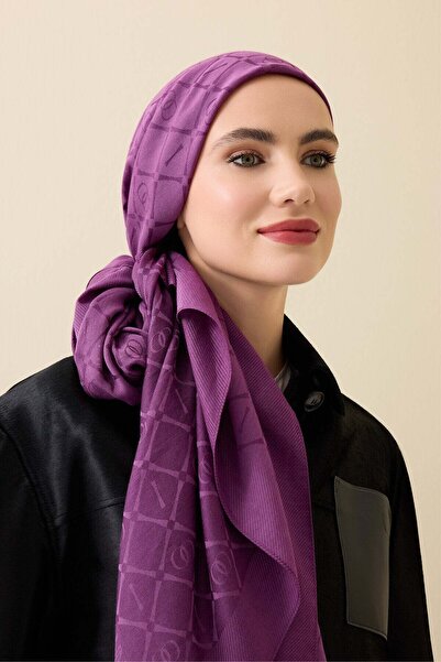 Imannoor İman I Kafes Cream Tencel Cotton Silk Shawl 70X200