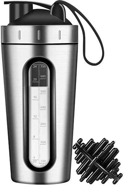 Aputue Stainless Steel Protein Shaker Bottle, 700ML Stainless Steel Shaker wi...