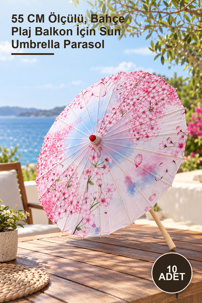 Yenilig 10 Adet Ahşap Güneş Şemsiyesi – 55 CM Ölçülü, Bahçe Plaj Balkon İçin ...