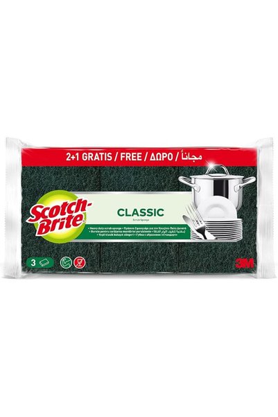 Scotch Brite إسفنجة سكوتش-برايت الثقيلة للتنظيف الكلاسيكي، 3 قطع (2+1 مجانًا)...