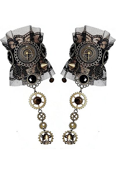 Tazweeq Steampunk Lace Fingerless Gloves for Women, Gothic Floral Wristband w...