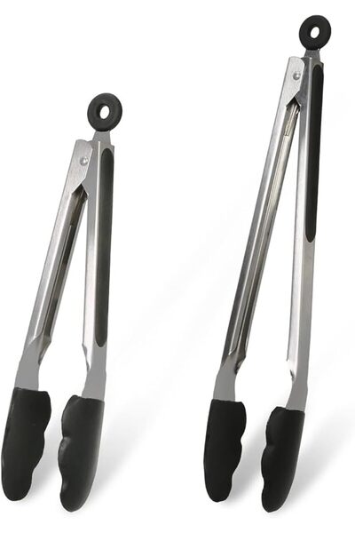 GENERAL Food Tongs for Kitchen Cooking, Silicone Tips Set 2-9 & 12 Inch Heavy...