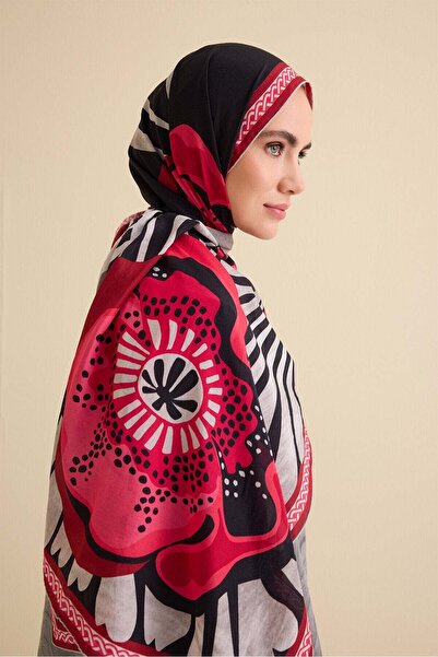 Imannoor Gelincik Red Cotton Floss Shawl 72X212