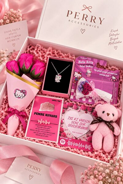 Perry Accesories kararmaz çelik hello kitty kolye ,ayıcık,üçlü gül buketi ,do...